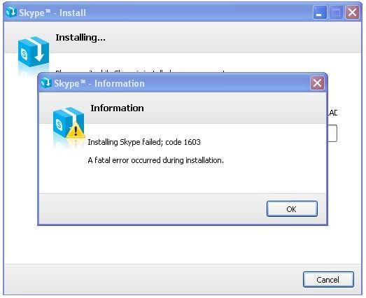 How To Fix Skype Error 1603