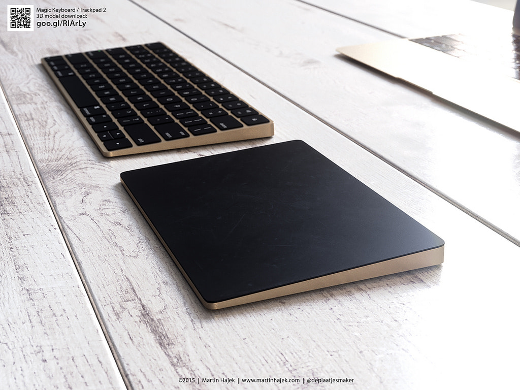 Renders Of Gold Magic Trackpad 2 and Magic keyboard from Martin Hajek